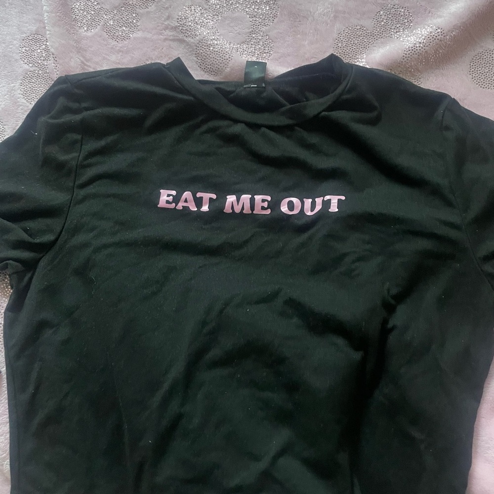 Eat me black crop top from SHEIN
